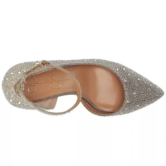 Jessica Simpson Ormanda Gold Embellished Platform Pumps 6M - Glamorous & Chic - Picture 2 of 5